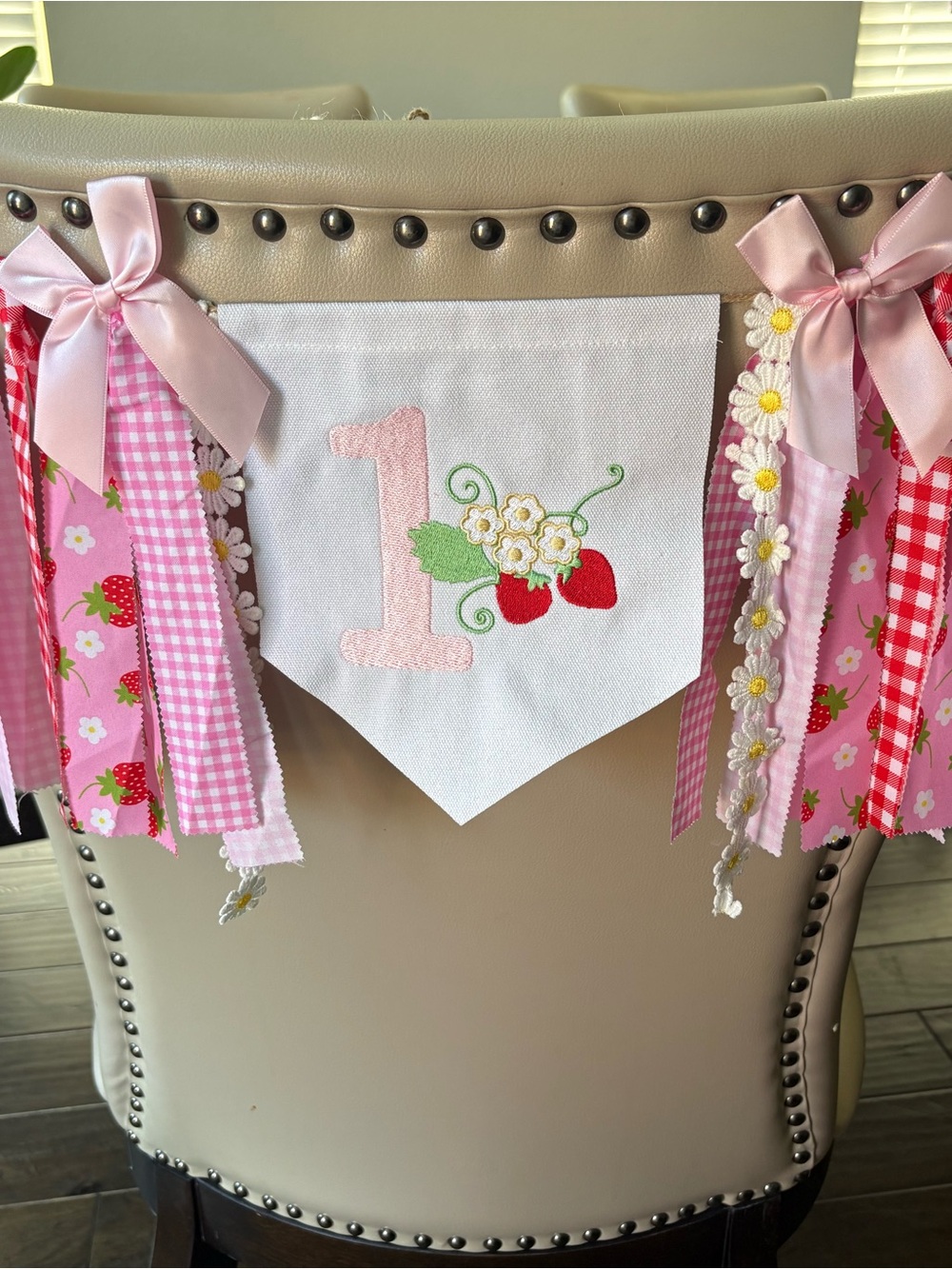 Pink Strawberry 1st Birthday Party Banner - Brand: